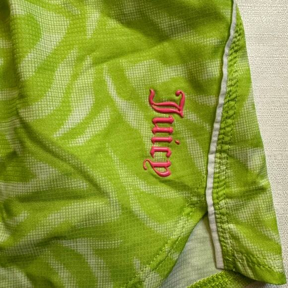 Juicy Couture Y2K Sport Neon Green Zebra Print Mesh Shorts Women’s Medium Lined - Picture 3 of 11